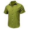 Men'S Fashion Collar Solid Color Shirt Casual Short Sleeved Top