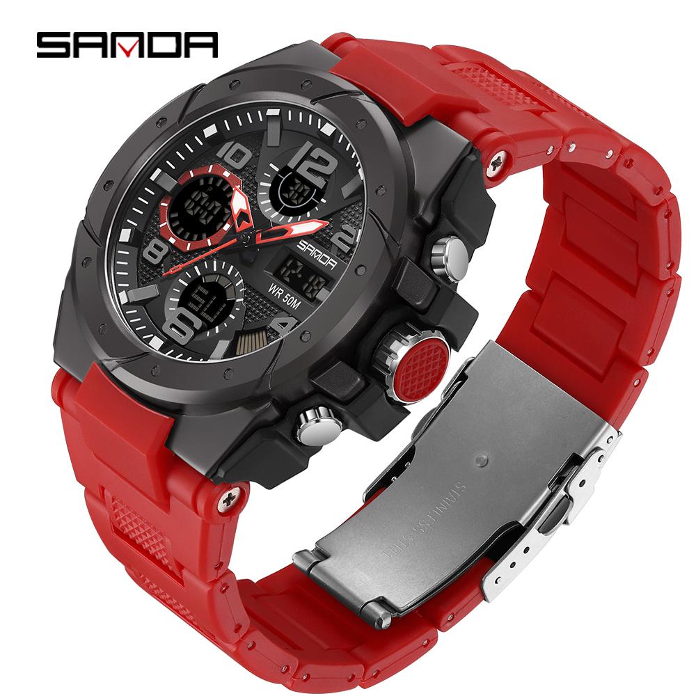 Sanda New Watch Fashion Trendy Electronic Watch Multi -functional Creative Personality, Outdoor Night Light Waterproof Watch
