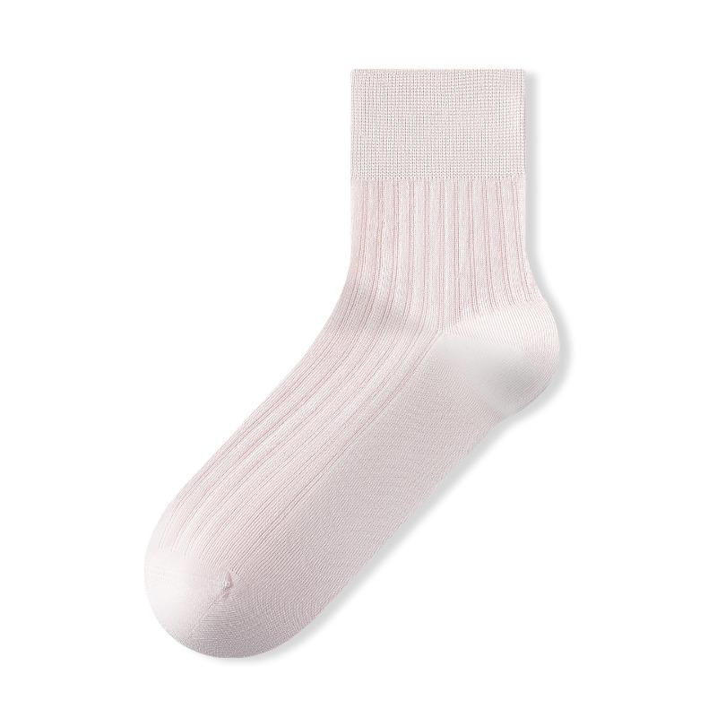 Silk Stockings for Children, Summer Lightweight Model, Ice-silk with Cooling Effect, Mesh Pattern, Breathable, Pure Color, Mid-calf Length Socks