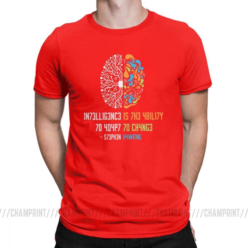 Intelligence T Shirt for Men Intelligence Is The Ability To Adapt To Change Science Tops Vintage TShirts 100 Cotton Tee Shirt S