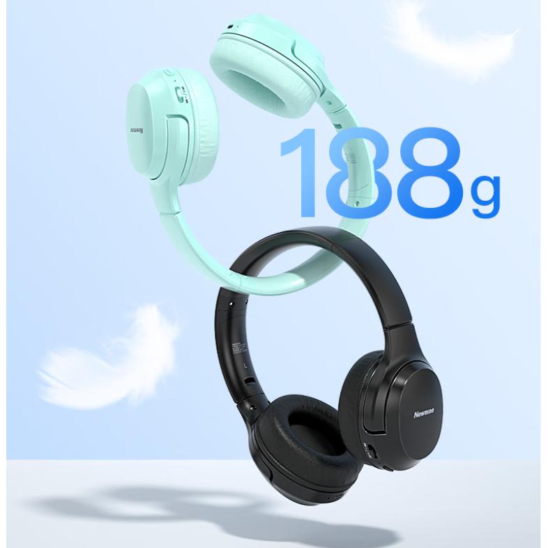 Newmine TB106 Headphones, Over-Ear Bluetooth Wireless Headphones, Long Battery Life, Noise-Cancelling, Foldable, Black