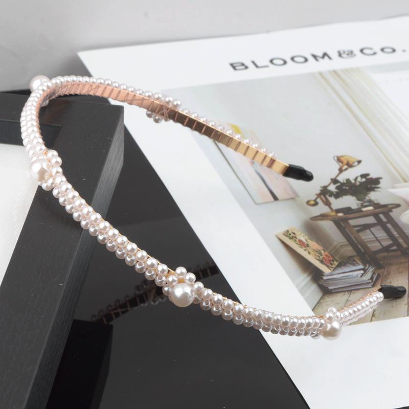 "Korean Style Pearl Bridal Headband - Handmade Fashion Accessory"