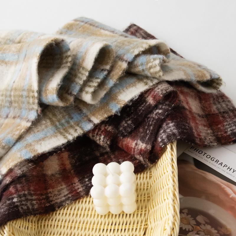 New Fluffy Large Brushed Imitation Cashmere Plaid Tassel Scarf High-end Women's Plaid Scarf Shawl