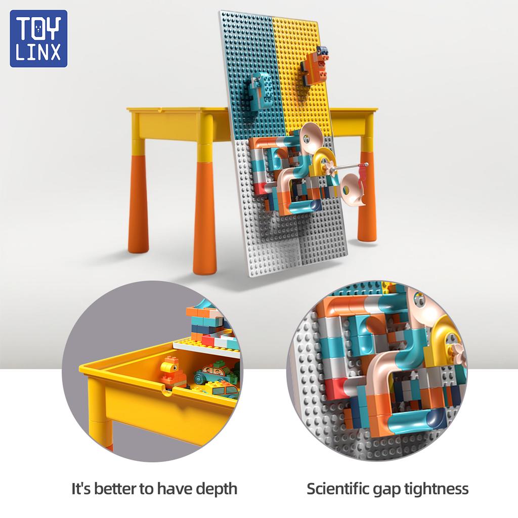 ToylinX Doppelseitiger Kinderaktivitätstisch mit Aufbewahrung Groß Lauf Bausteine Tisch 6-in-1 Multi Play Wasser Essen Tisch für Kleinkind