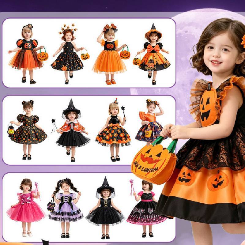 Halloween Girl Princess Dress With Embroidered Lace For Special Occasions