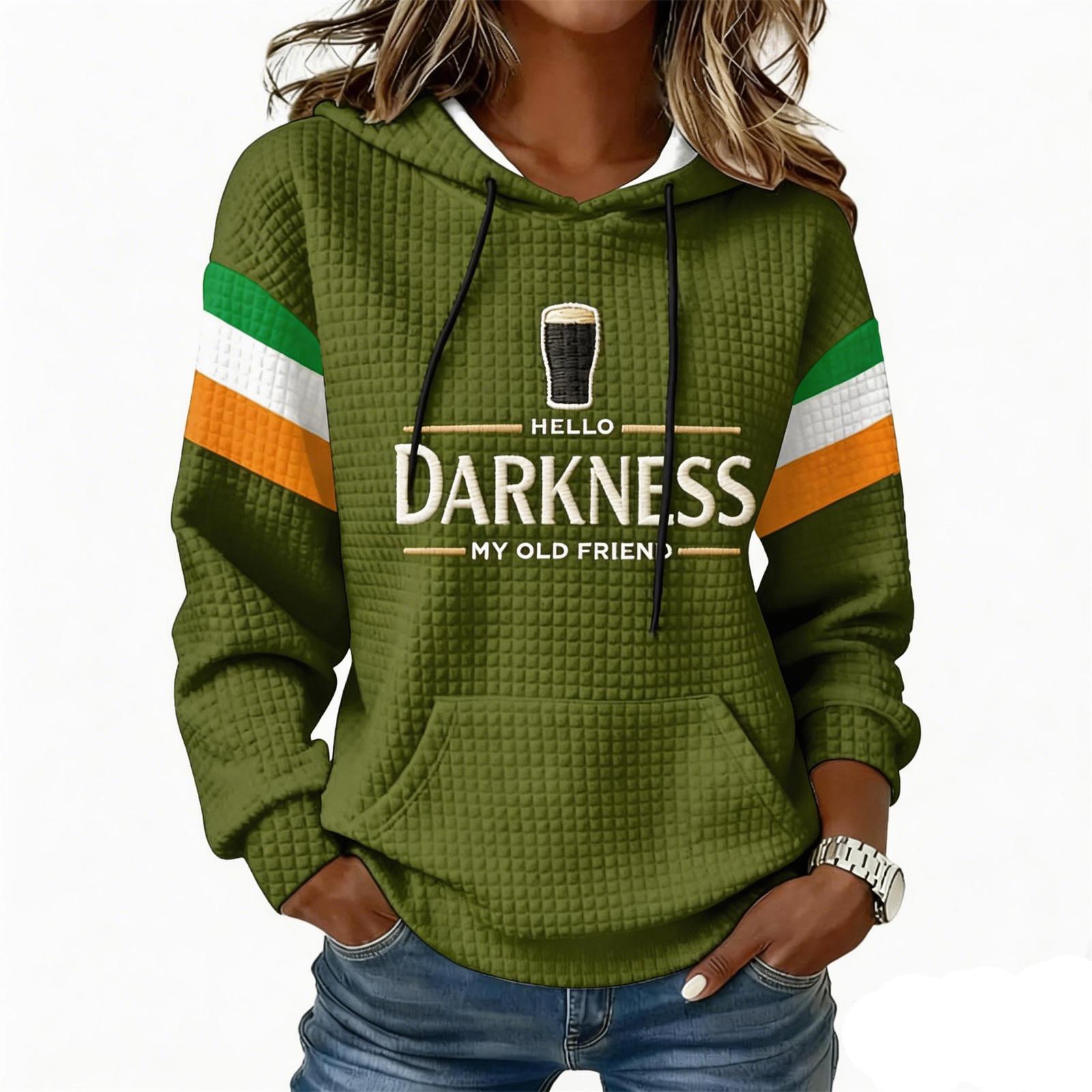 

Women s Fashion Lightweight Long-Sleeved Pullover Hoodie With Pockets And Print L армия зеленый