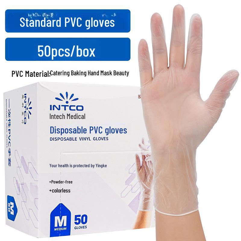 Inkco 50-Pack Disposable Nitrile PVC Gloves - Food Safe, Waterproof, for Kitchen & Cleaning