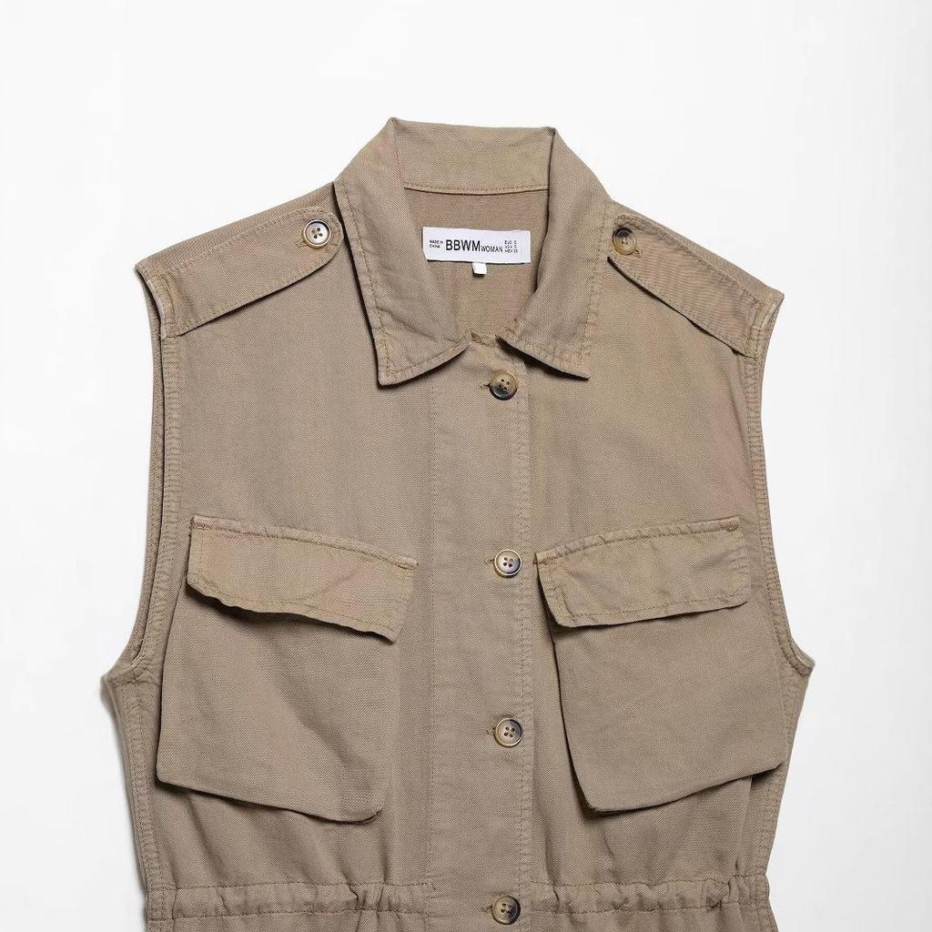 Spring 2025 Women's European & American Style Pocket Short Dress