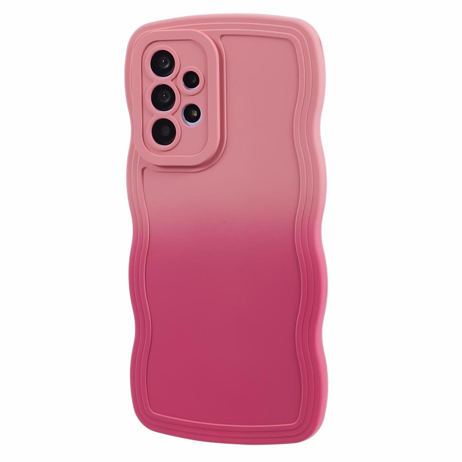 

JTW Series for Samsung Galaxy A53 5G Case Curly Wave Shape Frame TPU Phone Cover Pink+Rose