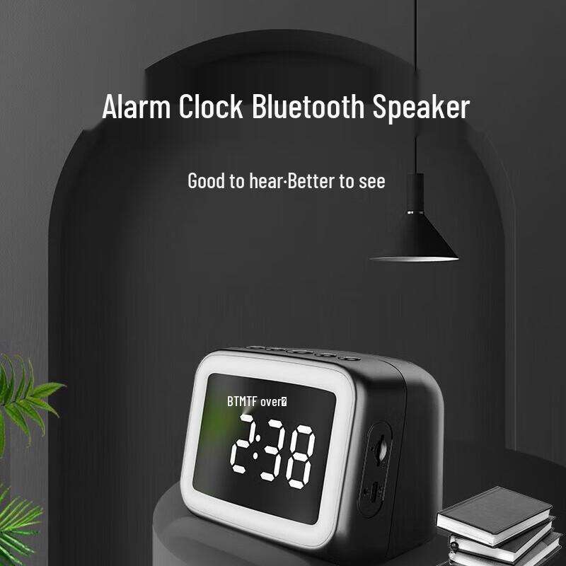 

Mirror LED Alarm Clock Bluetooth Speaker with Night Light