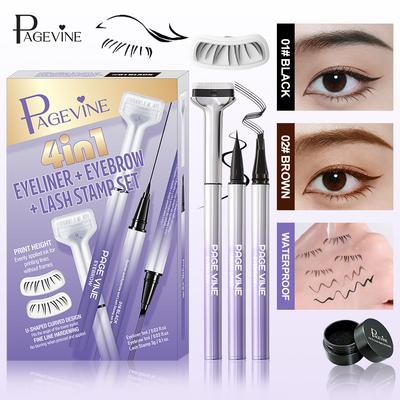 PAGE VINE Stempel do dolnych rzęs Eyeliner Długotrwały 3 w 1 Brwi Rzęsy Liner