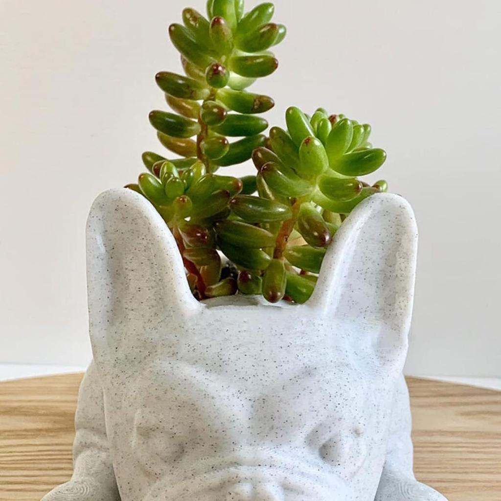 Resin Dog Succulent Planter Mini Puppy Air Plant Planter,French Bulldog Shape Cute Bonsai Flower Pots for Home Garden Office Desktop Decor (No