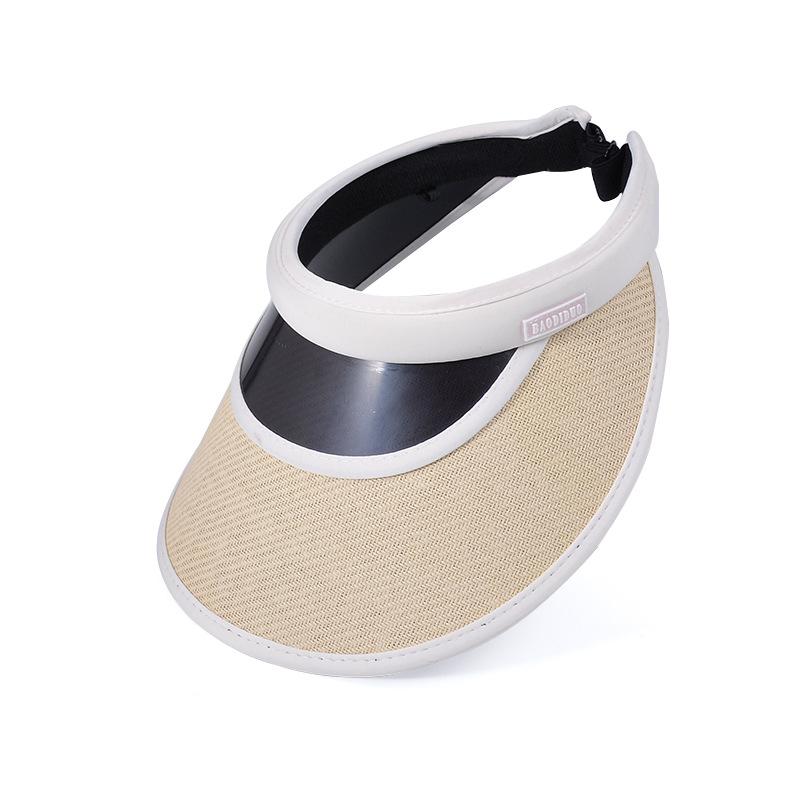 Summer sunscreen sunshade empty top hat Korean version versatile pearl hat women's vinyl big eaves headband sun hat
