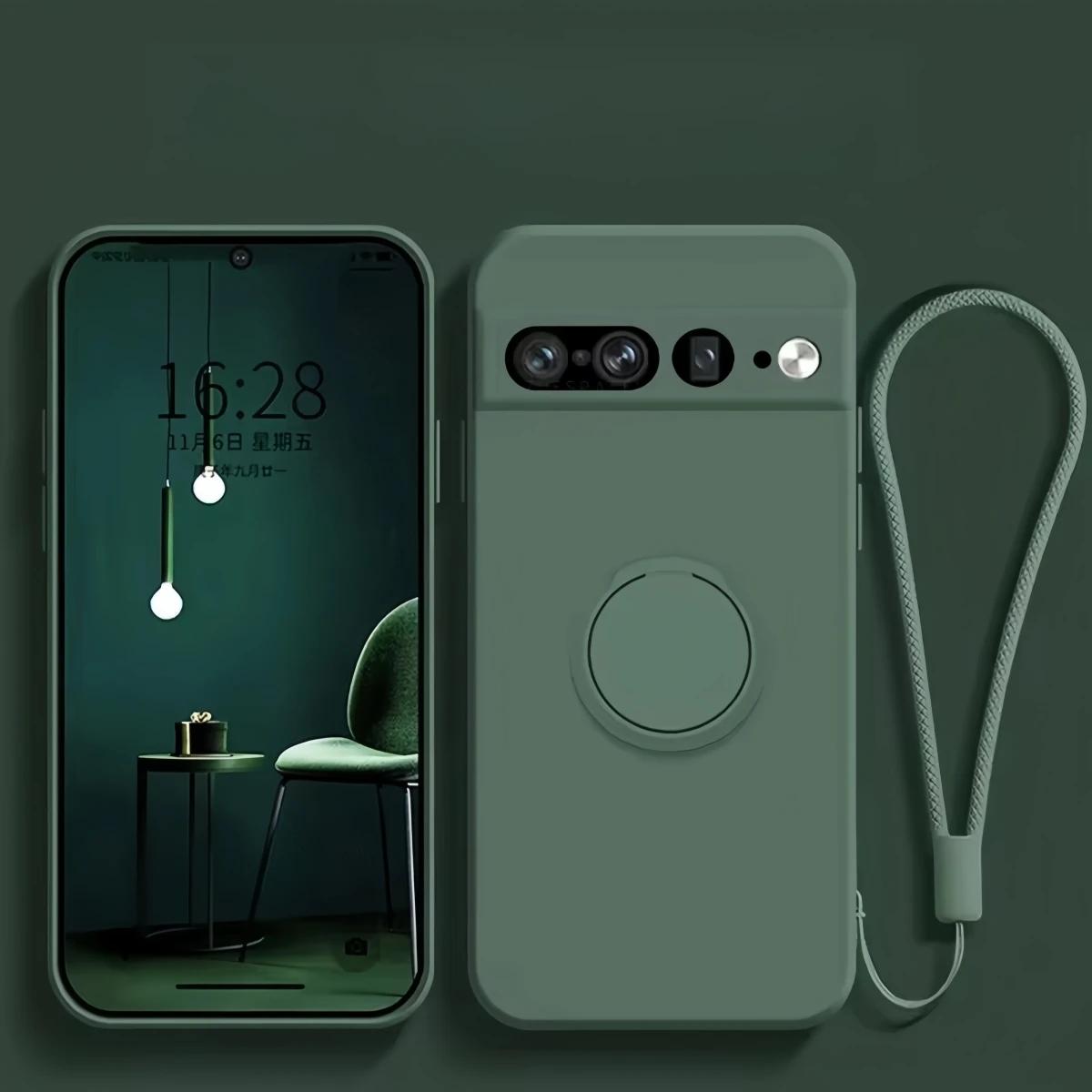 

Magnetic Ring Holder Stand Liquid Silicone Phone Case for Google Pixel 10A 10 9 Pro XL 8 7 6 Candy Colour Shockproof Soft Cover For Pixel 10A