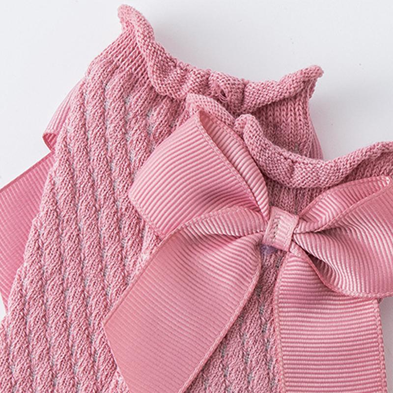 Newborn Baby Girl Socks New Kids Bow Knee High Socks Toddler Soft Cotton Summer Bowknot Hollow Out Children Royal Princess Socks