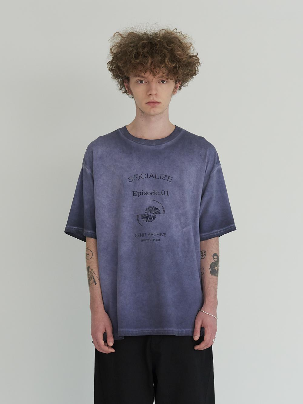 Senit Spinning Record Dyed T-Shirt Purple Navy L