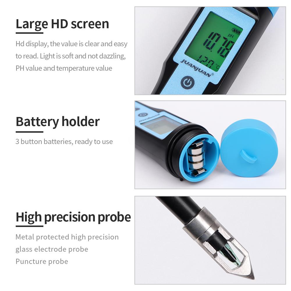 YY-1030 Digital Food PH Meter 0.00~14.00 High Accuracy Sensor Temperature Acidity Tester for Brewing Fruit Cheese Meat Canning