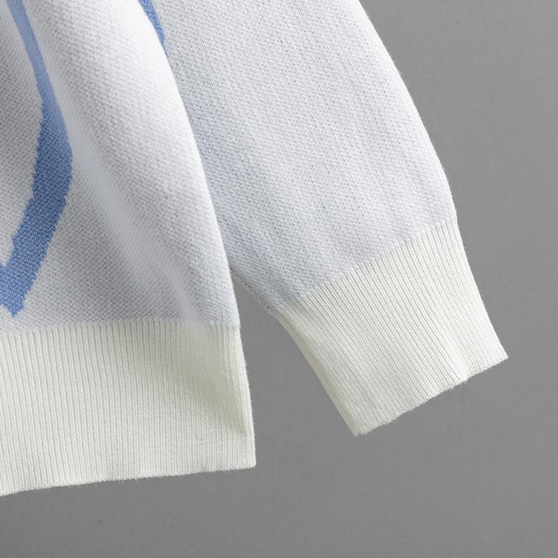 Høst Vinter Rund Krage Love Bump Color Genser Løs strikket genser
