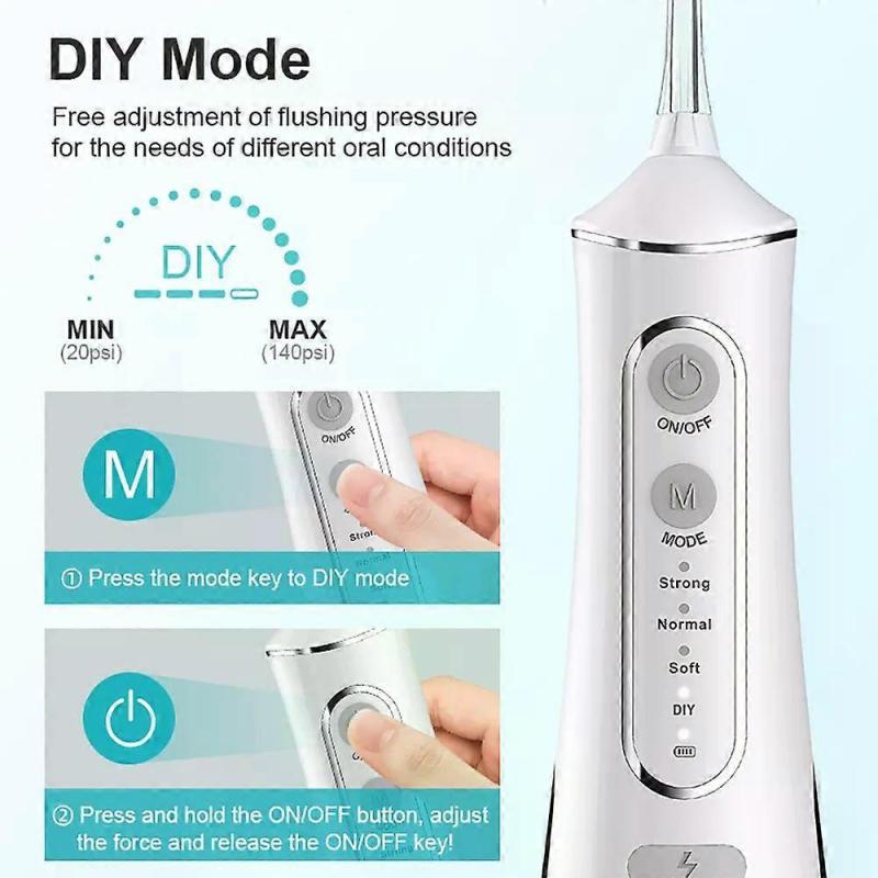 DIY Water High Pressure Dental Irrigator Water Flosser for Teeth Rinsing Dental Cleaning Bag Device 4 Modes IPX7 300ML Oral Jet