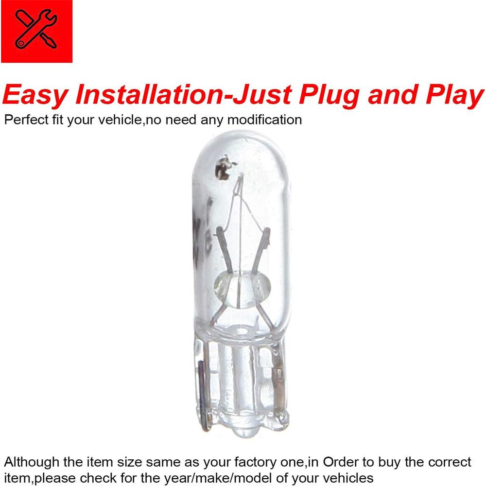T5 2W 12V Halogen Bulb for Car: Instrument, Side, Reversing, Reading, Signal Lights