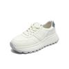Muffin Platform White Shoes Women's 2025 Spring New Korean Version of Leisure Sports Waffle Shoes Leather Breathable Forrest Gump Shoes