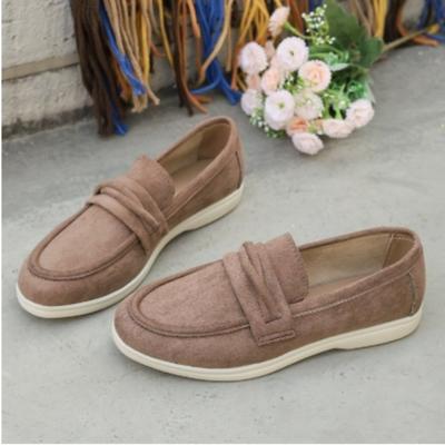 Korean Women Flats Shoes 2025 Round Toe Loafers Casual Female Sneakers Women New Slip-on Leisure Flock Sewing Shoes for Women