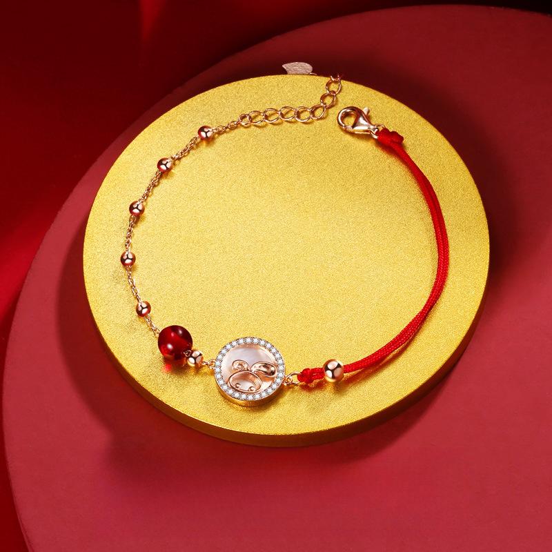 Original Rabbit Red Rope Bracelet Female Natal Guochao Woven Hand Rope Niche Design Gift