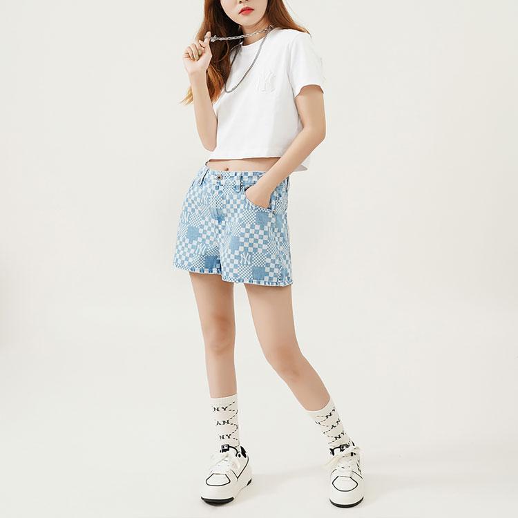 New MLB Denim Shorts Women's Light Blue 3FDPM0323-50BLL