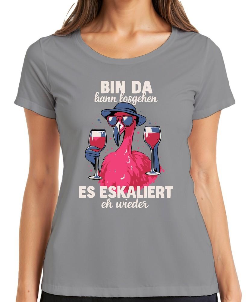 Im Here And Now Escalating Again Anyway Flamingo Wine Party Summer Ladies TShirt