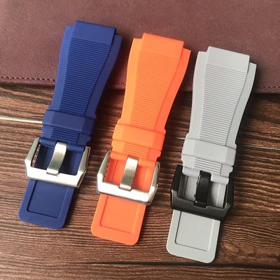 33x 24mm Blue Gray Orange Silicone Rubber PU Watchband For Bell Watch Strap Ross BR01 BR03 Bracelet