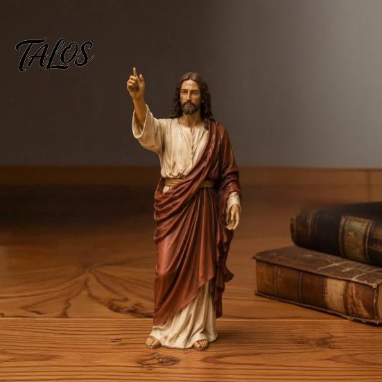 Decorative Collectible Religious Statues Jesus Reading Book Resin Figurine, Small Statue for Bookshelf Mantel Prayer Baptism Communion Gifts Believers