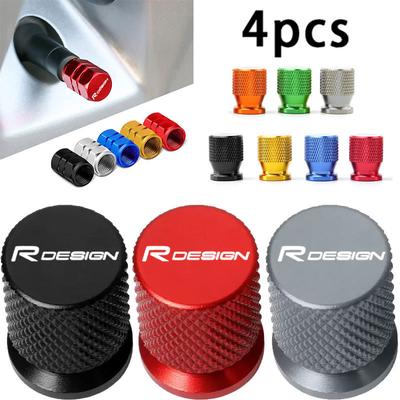 4 Stück Bunte Auto-Reifenventilkappe für Rdesign T6 AWD C30 C70 S40 S60 S70 S80 S90 XC30 XC40 XC60 XC90 V40 V60 V90 EM90
