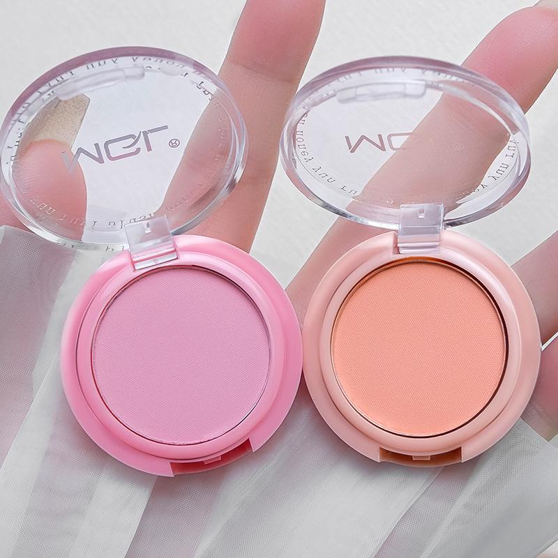 Girlish Pink Nude Makeup Blush Palette: Korean Style, Student-Friendly, Subtle Single-Color with Low Saturation.