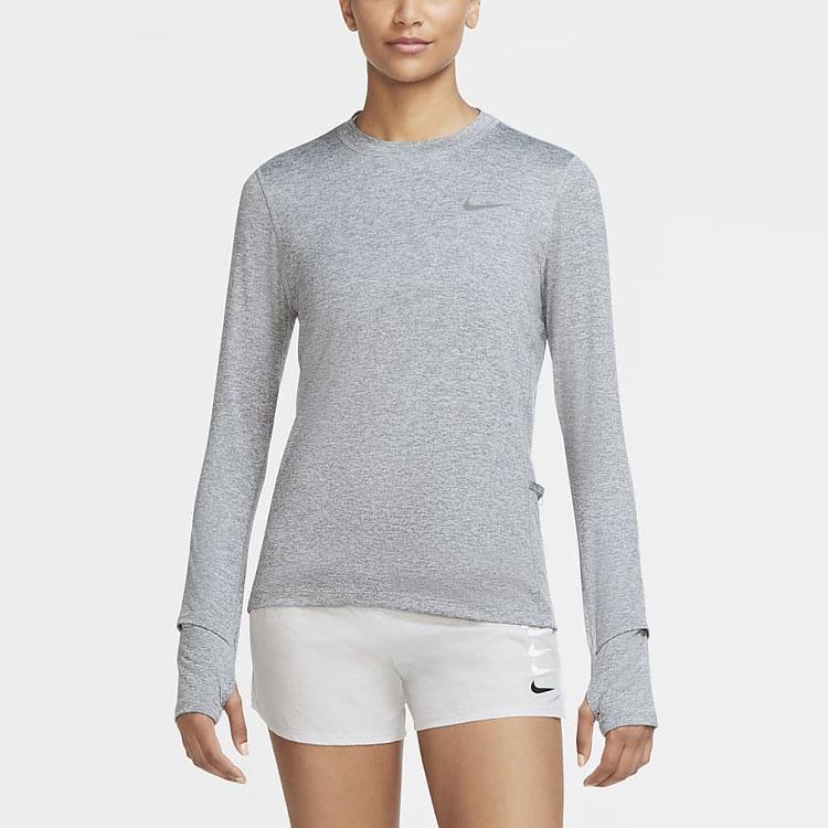 Nike Running Dri-Fit Long Sleeve T-Shirt Women Tops Grey CU3278-084