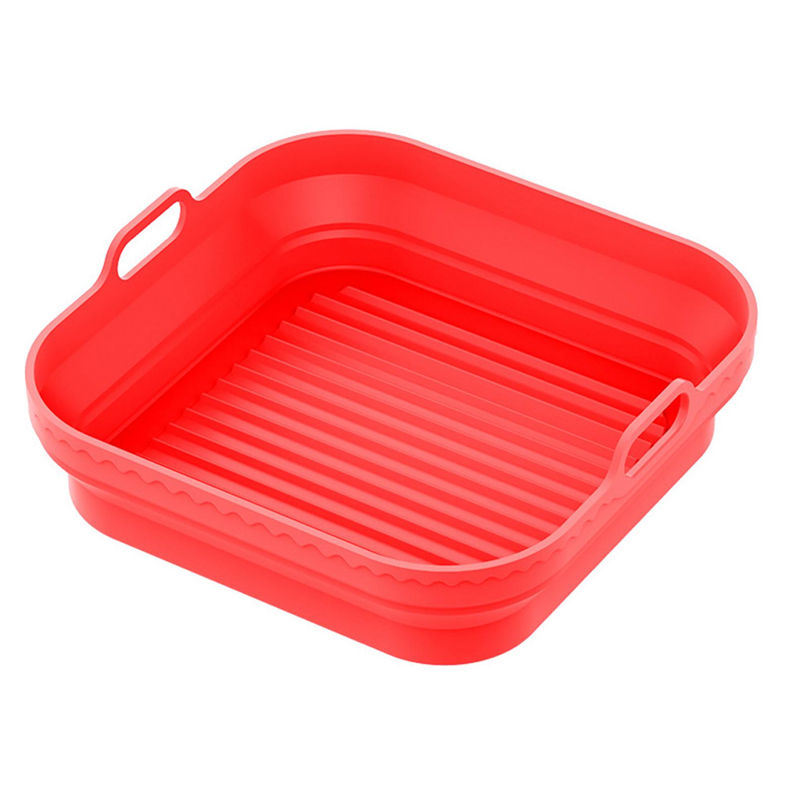 

Foldable Silicone Air-Fryer Basket High Temperature Resistance Air-Fryer Pan Kitchen Supplies червоний
