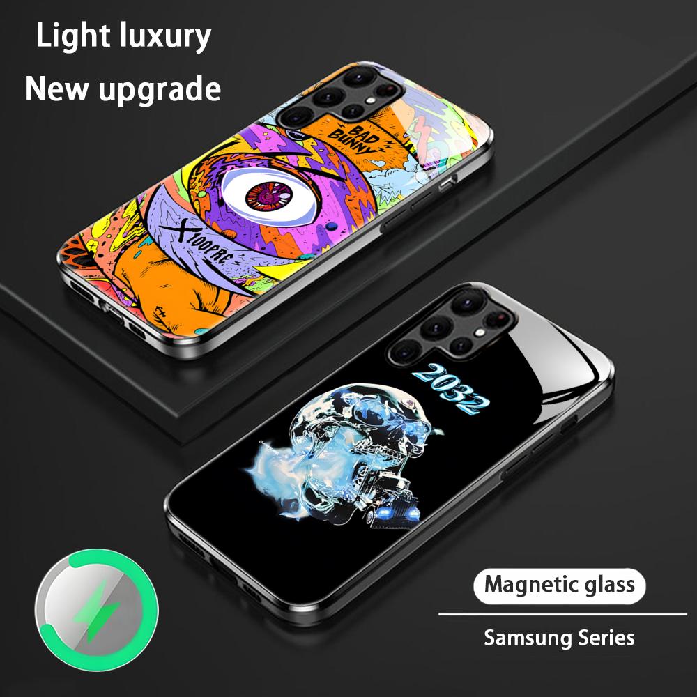 Popular Bad Bunny Singer Phone Case For Samsung S25 S24 S23 S22 S21 S20 Plus Ultra Note20 Glass Magnetic Case