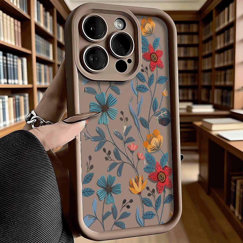 Colorful Floral Vines Soft TPU Phone Case for iPhone 17 16 15 14 13 12 11 Pro Max Plus Shockproof Anti-Slip Cover