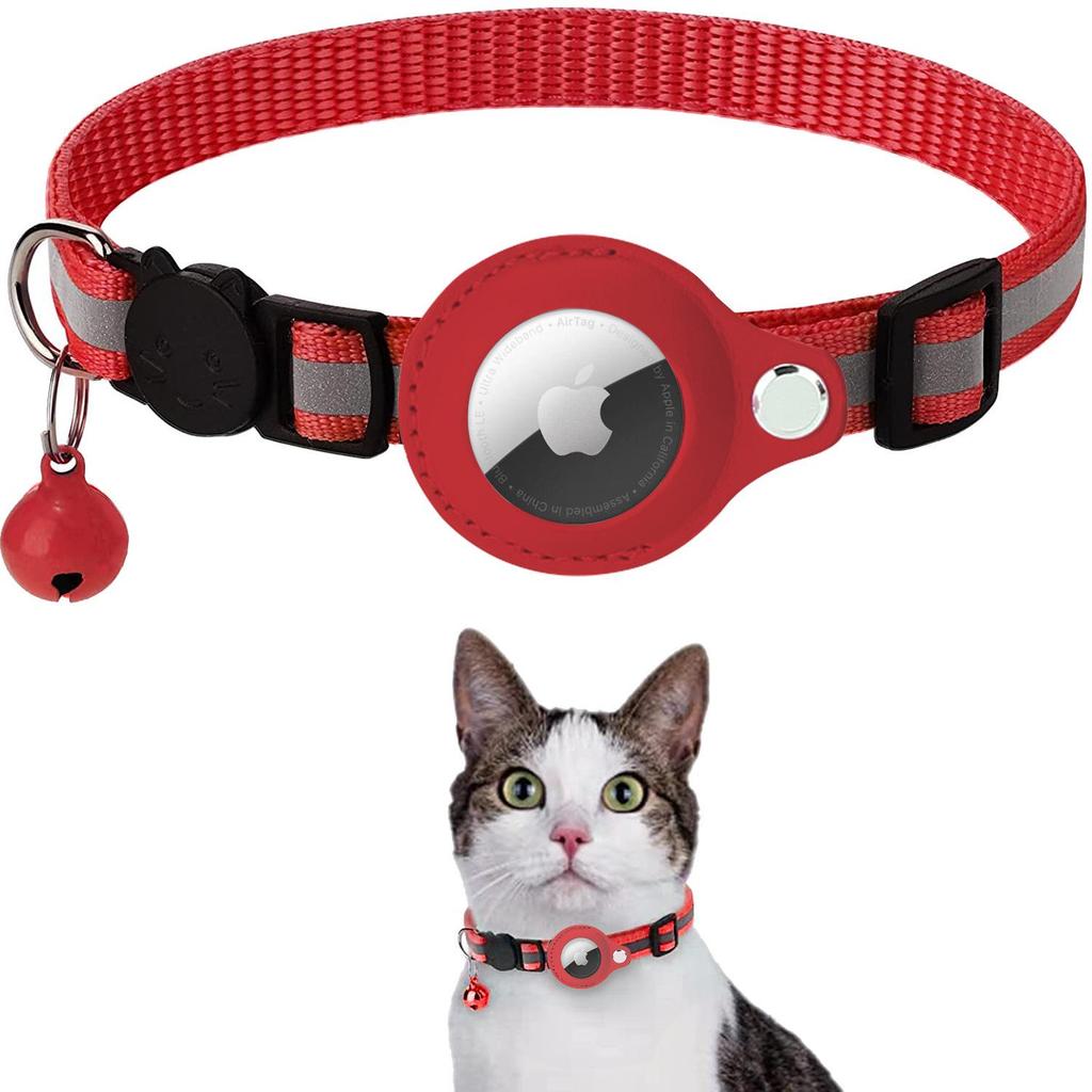 Apple AirTag Protective Pet Collar with Anti-Loss Tracker and Reflective Bell for Cats