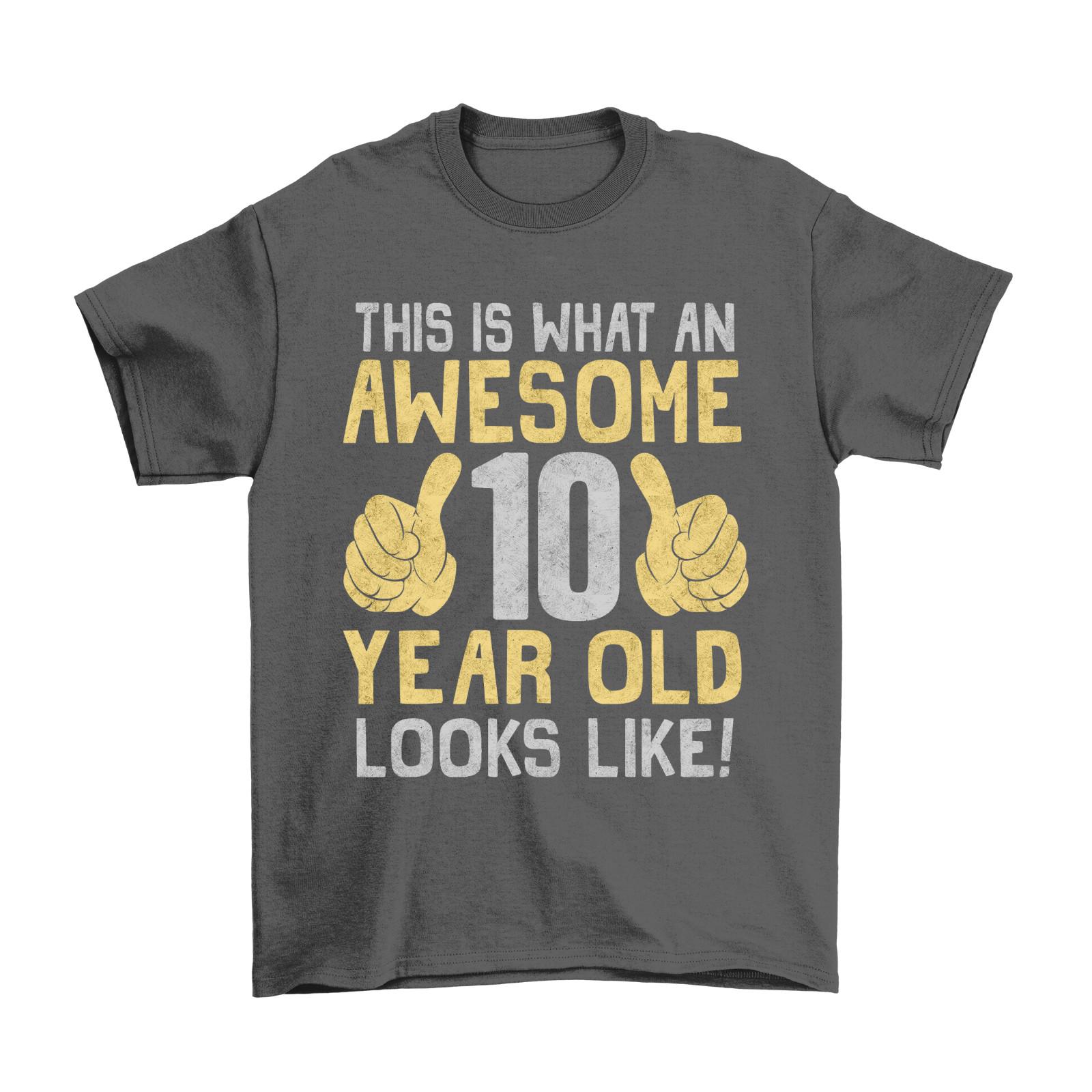 Boys 10th Birthday T-Shirt Mens Womens Tees Top Awesome 10 Year Old GIFT Idea Celebration Party XL