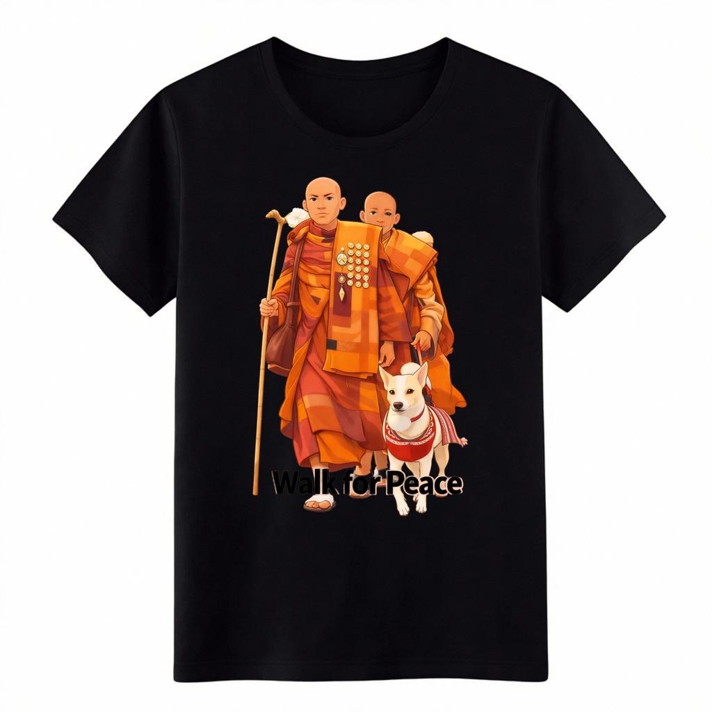 Walk for Peace Monks Pilgrimage Graphic T-Shirt Buddhist Peace Tee Free Shipping