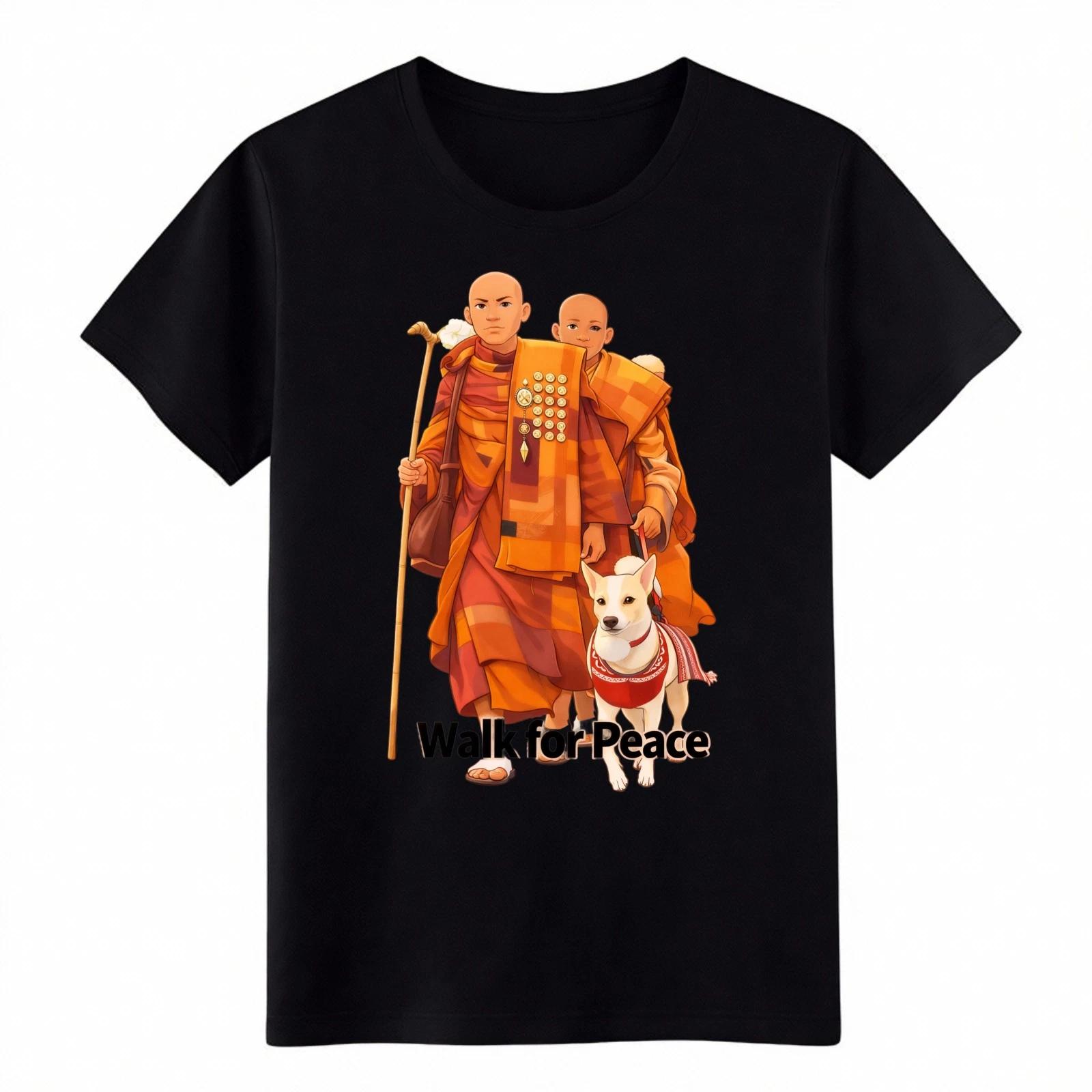 Walk for Peace Monks Pilgrimage Graphic T-Shirt Buddhist Peace Tee Free Shipping 2XL