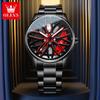 OLEVS Creative Wheel Men's Luxury Watch Waterproof Rotary Sport Car Rim Watch Luminous Fashion Quartz Wristwatches