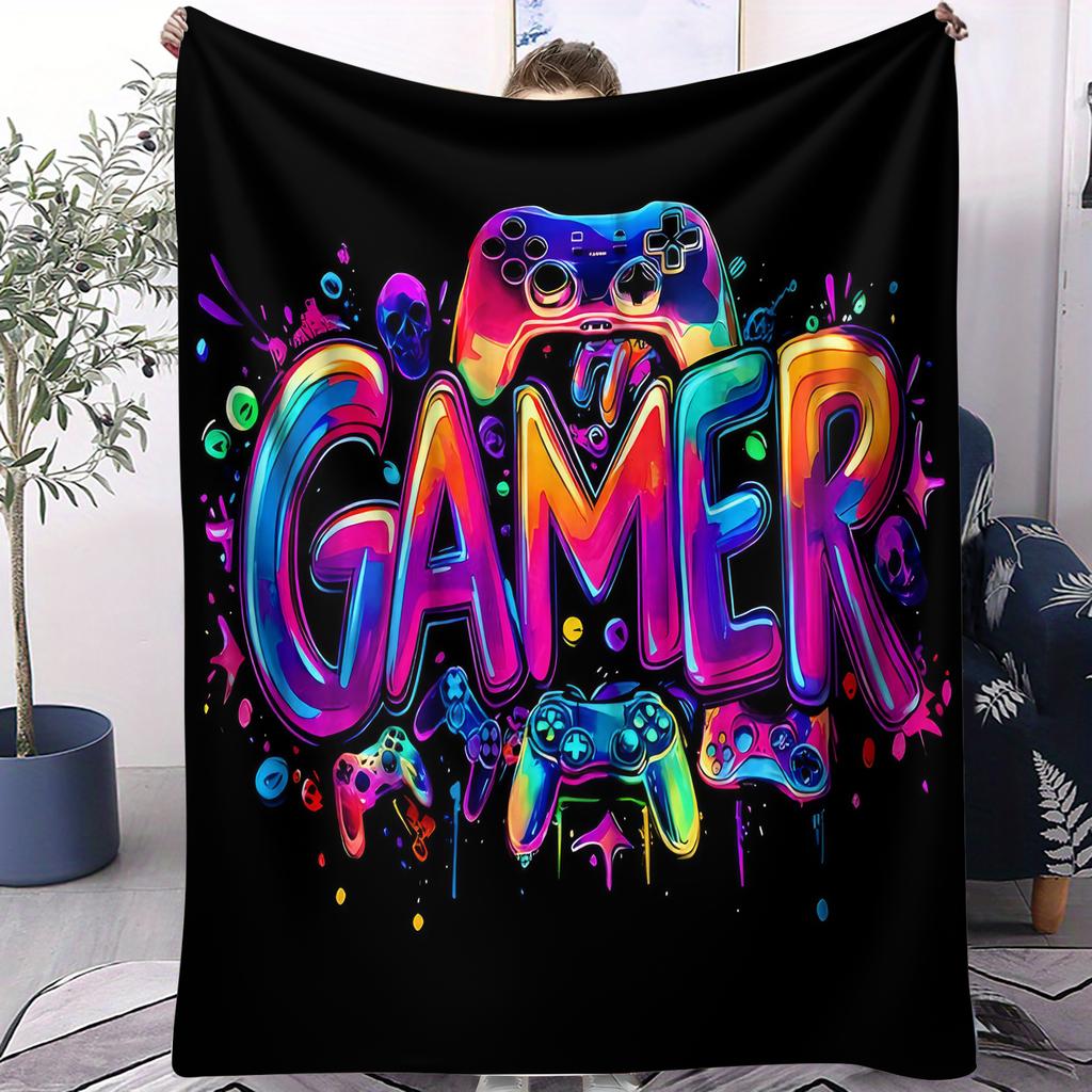 American Street Style Niche Edgy Print Fleece Blanket Quality Warm Cozy Blanket for Home Travel Office Multi-function&Universal