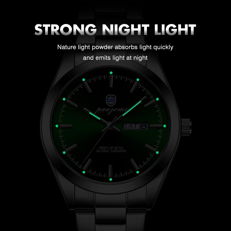 Paazomu Luxury Sport Quartz Man Wristwatch Waterproof Luminous Date Week Men Watches Stainless Steel Men'S Watch Male Reloj+Box