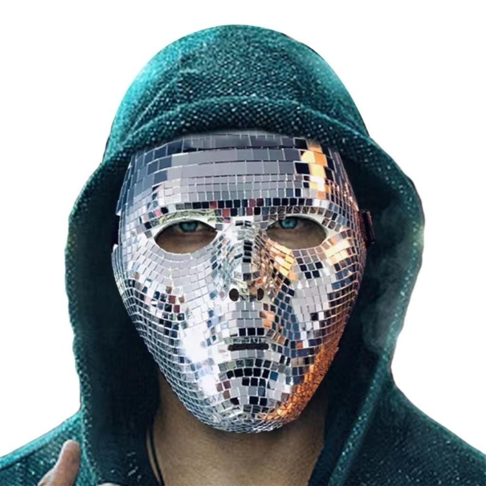 Männliche Erwachsene Ball Glitzer Spiegel Gesichtsmaske Maskerade Zuhause DJ Deko Ausgefallene Nachtclub Maske Karneval