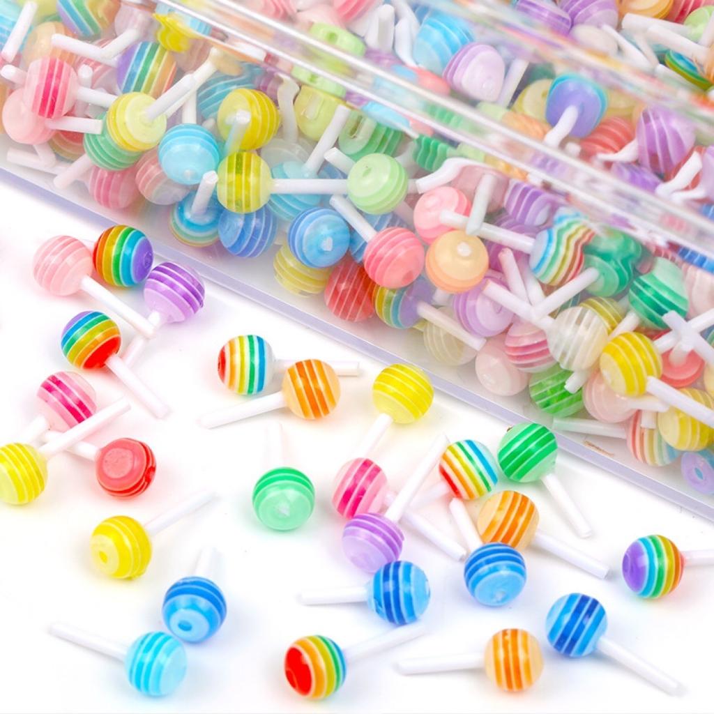 30pcs New Food Toy Lollipop Color Nail Art Cartoon 3D Three-dimensional Simulation Colorful Candy Cream Glue Resin Accessories