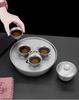 Pure Titanium Tea Tray: Mountain & Water Design, Large Capacity, Chaoshan Gongfu Tea Set, Round Base, Healthy Tea Ceremony Table.
