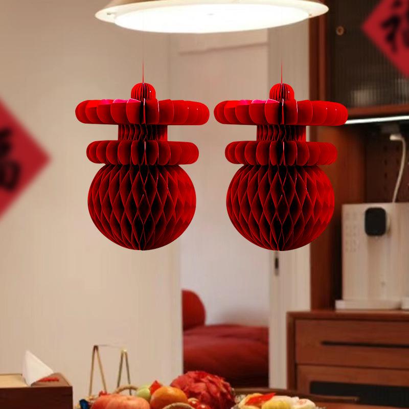 2025 Year of the Snake Spring Festival 3D Lantern Pendant & Honeycomb Ball Decorations