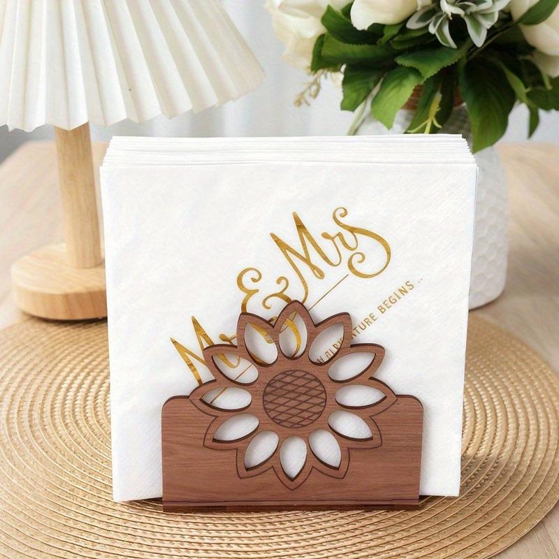 Wooden Sunflower Napkin Holder Cocktail-Style Farmhouse Napkin Dispenser For The Dining Room, Kitchen Table, Countertop Decor