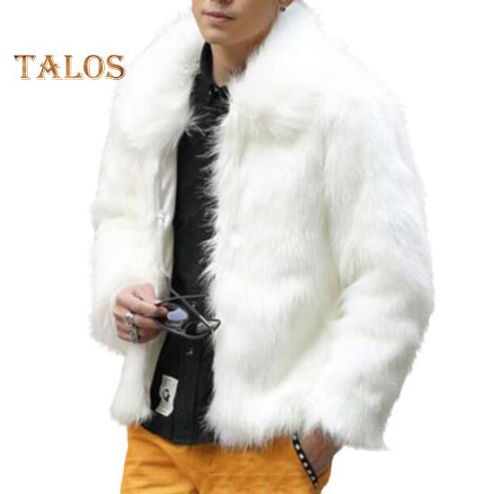 

Імітація хутра Чоловіче пальто з лацканами з довгими рукавами Термоізоляція Вітрозахисне повсякденне пальто Універсальний верхній одяг Щоденний одяг M білий